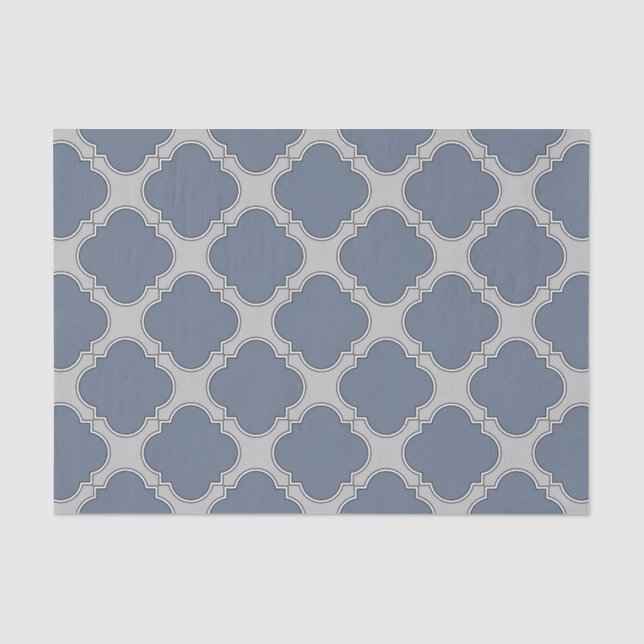 Blue-grey quatrefoil tissue paper (Front)