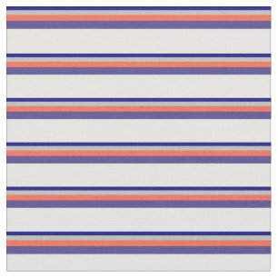 Blue, Grey, Red, Dark Slate Blue, and White Lines Fabric