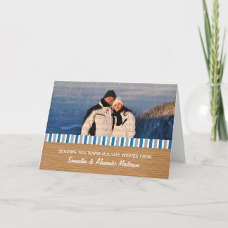 Blue/Grey Rustic Stripes Photo Card