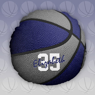 blue grey school colours girls boys basketball roo round cushion