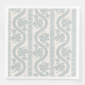 Blue Grey Serpentine Floral, Cream Napkin