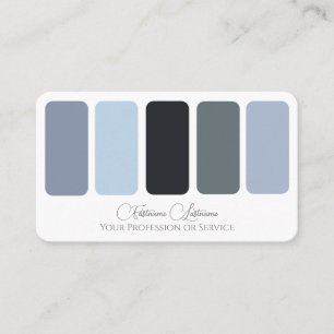 Blue grey shades colour palette calligraphy QR-Cod Business Card