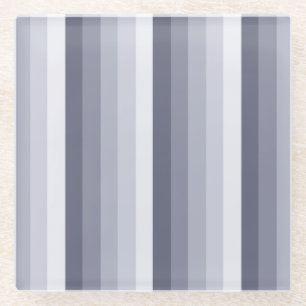 Blue grey shadow stripes glass coaster