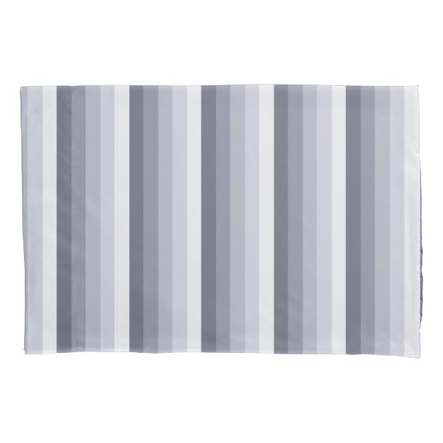 Blue grey shadow stripes pillowcase (Front)