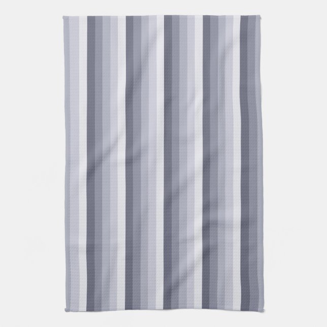Blue grey shadow stripes tea towel (Vertical)