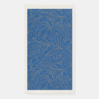 Blue Grey Silver Modern Floral Napkin