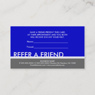 Blue grey simple refer a friend custom cards
