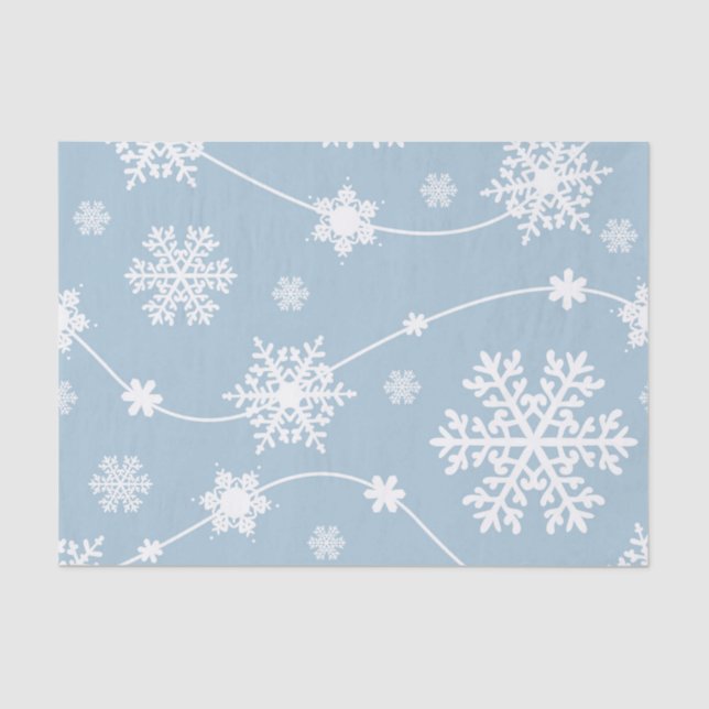 Blue Grey Snowflakes Winter Wonderland Holiday Tissue Paper (Front)