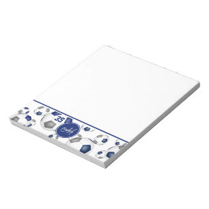 blue grey soccer balls pattern accent notepad