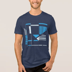 Blue Grey Southwest Art Geometric MCM-inspired Tri-Blend Shirt