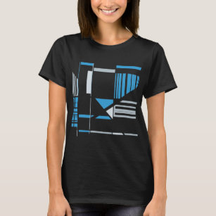 Blue Grey Southwest Art Style Lines Design T-Shirt