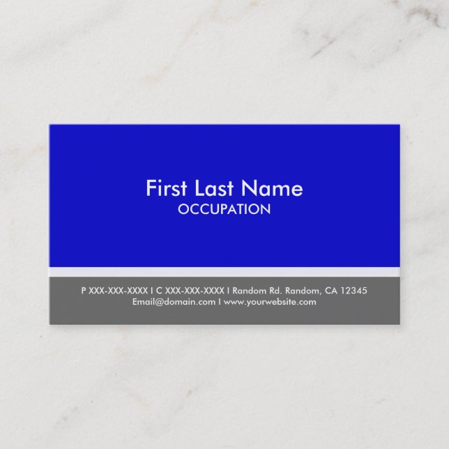 Blue grey stripe custom business cards (Front)