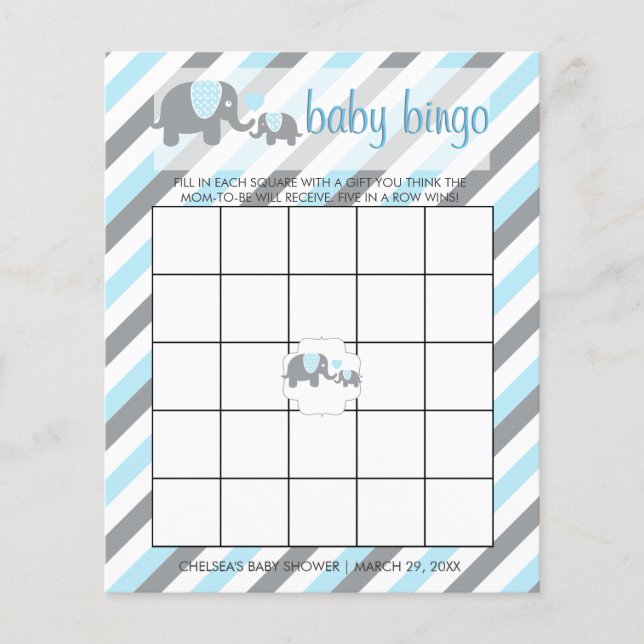 Blue & Grey Stripes Baby Elephant |  Bingo (Front)