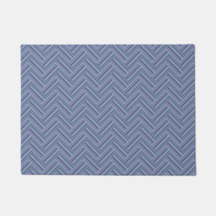 Blue-grey stripes double weave pattern doormat