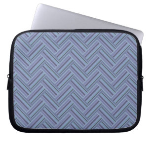 Blue-grey stripes double weave pattern laptop sleeve