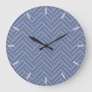Blue-grey stripes double weave pattern large clock