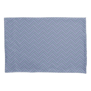Blue-grey stripes double weave pattern pillowcase