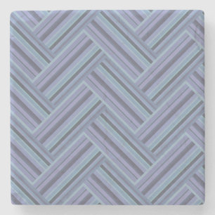 Blue-grey stripes double weave pattern stone coaster
