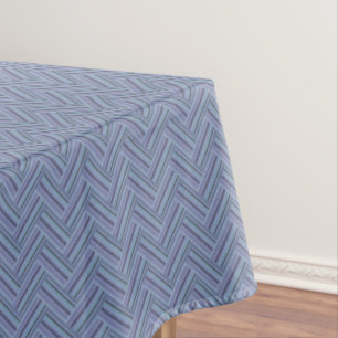 Blue-grey stripes double weave pattern tablecloth