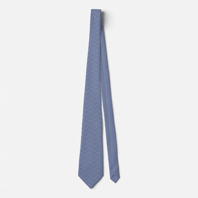 Blue-grey stripes double weave pattern tie (Front)