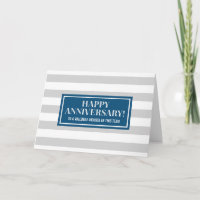 Blue Grey Stripes Employee Anniversary Card