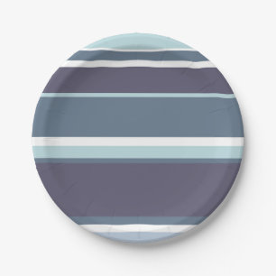 Blue-grey stripes paper plate