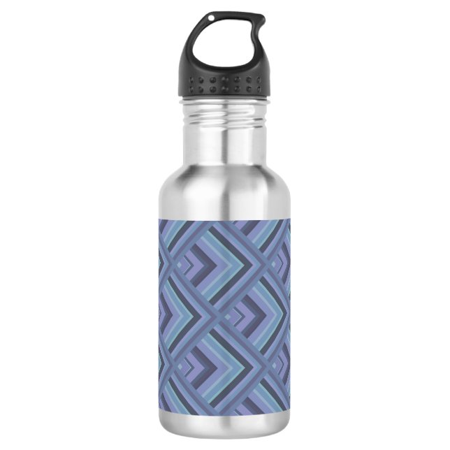 Blue-grey stripes scale pattern 532 ml water bottle (Front)