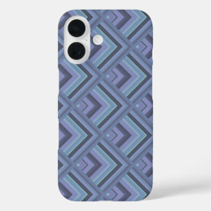 Blue-grey stripes scale pattern iPhone 16 case