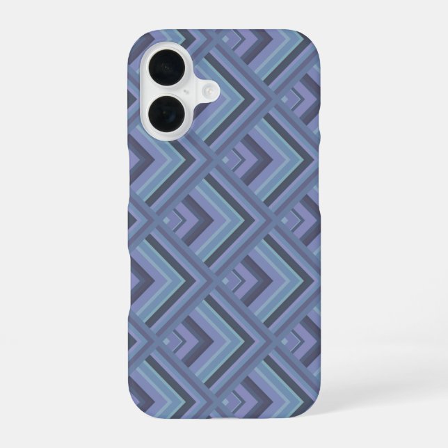 Blue-grey stripes scale pattern iPhone 16 case (Back)