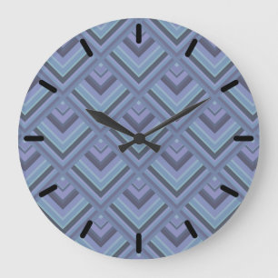 Blue-grey stripes scale pattern large clock
