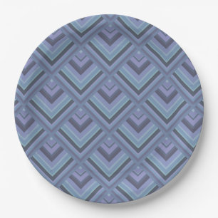 Blue-grey stripes scale pattern paper plate