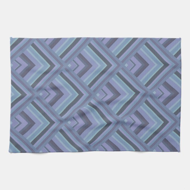 Blue-grey stripes scale pattern tea towel (Horizontal)