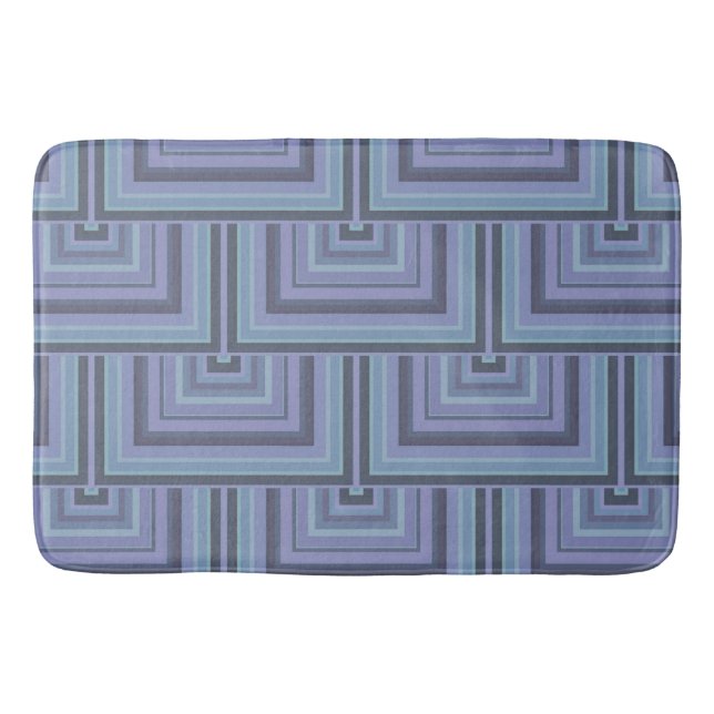 Blue-grey stripes square scales pattern bath mat (Front)