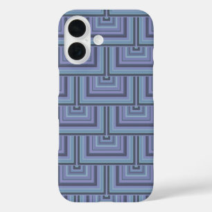 Blue-grey stripes square scales pattern iPhone 16 case