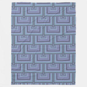 Blue-grey stripes square scales pattern fleece blanket