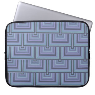 Blue-grey stripes square scales pattern laptop sleeve
