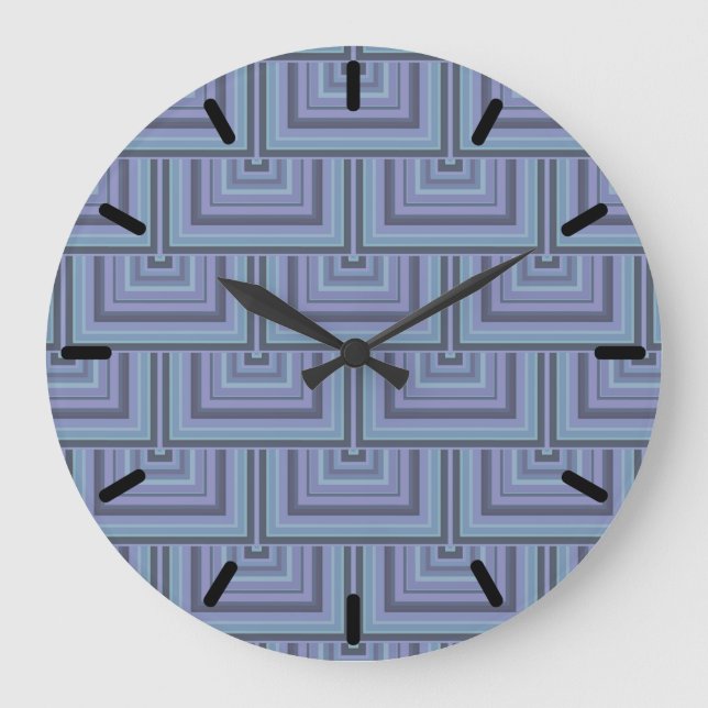 Blue-grey stripes square scales pattern large clock (Front)