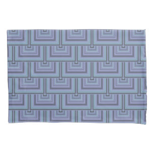 Blue-grey stripes square scales pattern pillowcase