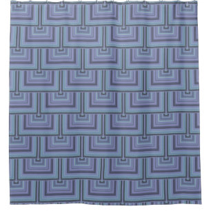 Blue-grey stripes square scales pattern shower curtain