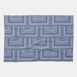Blue-grey stripes square scales pattern tea towel