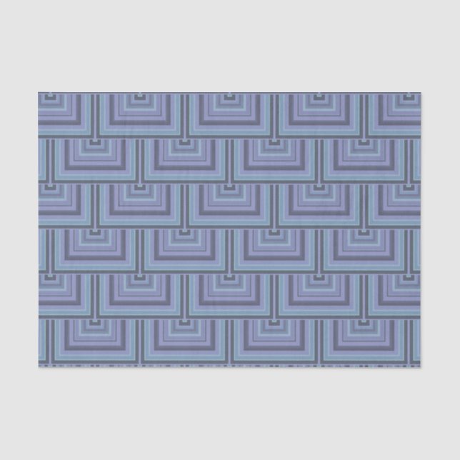 Blue-grey stripes square scales pattern tissue paper (Front)