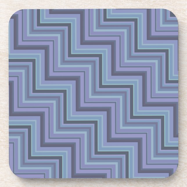 Blue-grey stripes stairs pattern coaster (Front)