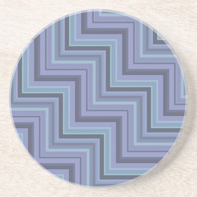 Blue-grey stripes stairs pattern coaster (Front)