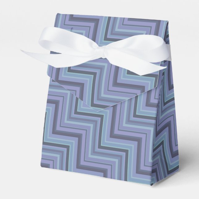 Blue-grey stripes stairs pattern favour box (Front Side)