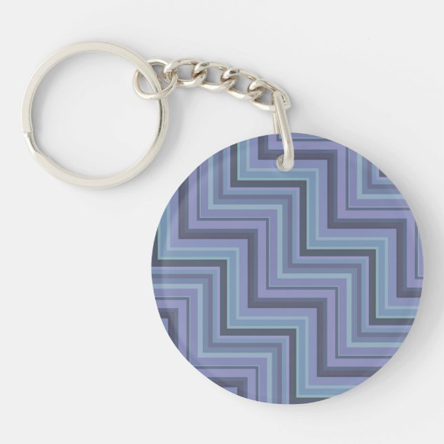 Blue-grey stripes stairs pattern key ring (Front)