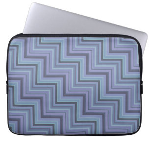 Blue-grey stripes stairs pattern laptop sleeve
