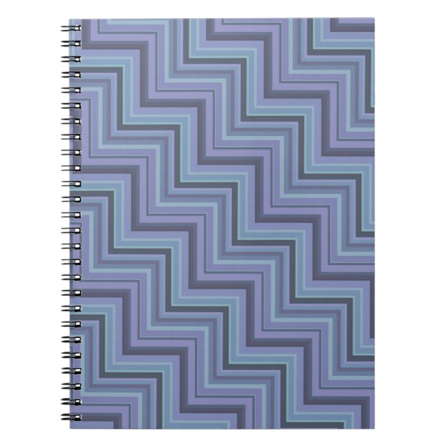 Blue-grey stripes stairs pattern notebook (Front)