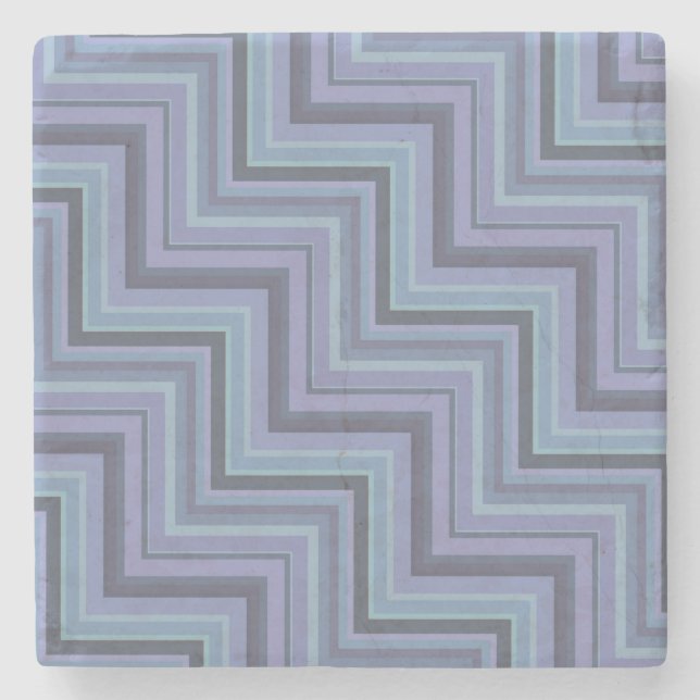 Blue-grey stripes stairs pattern stone coaster (Front)