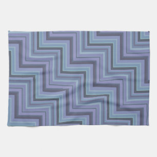 Blue-grey stripes stairs pattern tea towel