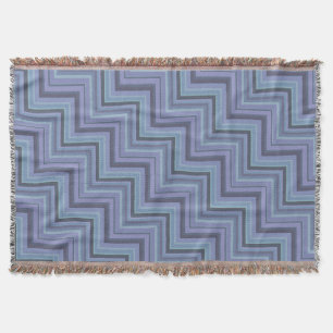 Blue-grey stripes stairs pattern throw blanket